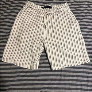 Bershka Black and White Striped Athletic Shorts